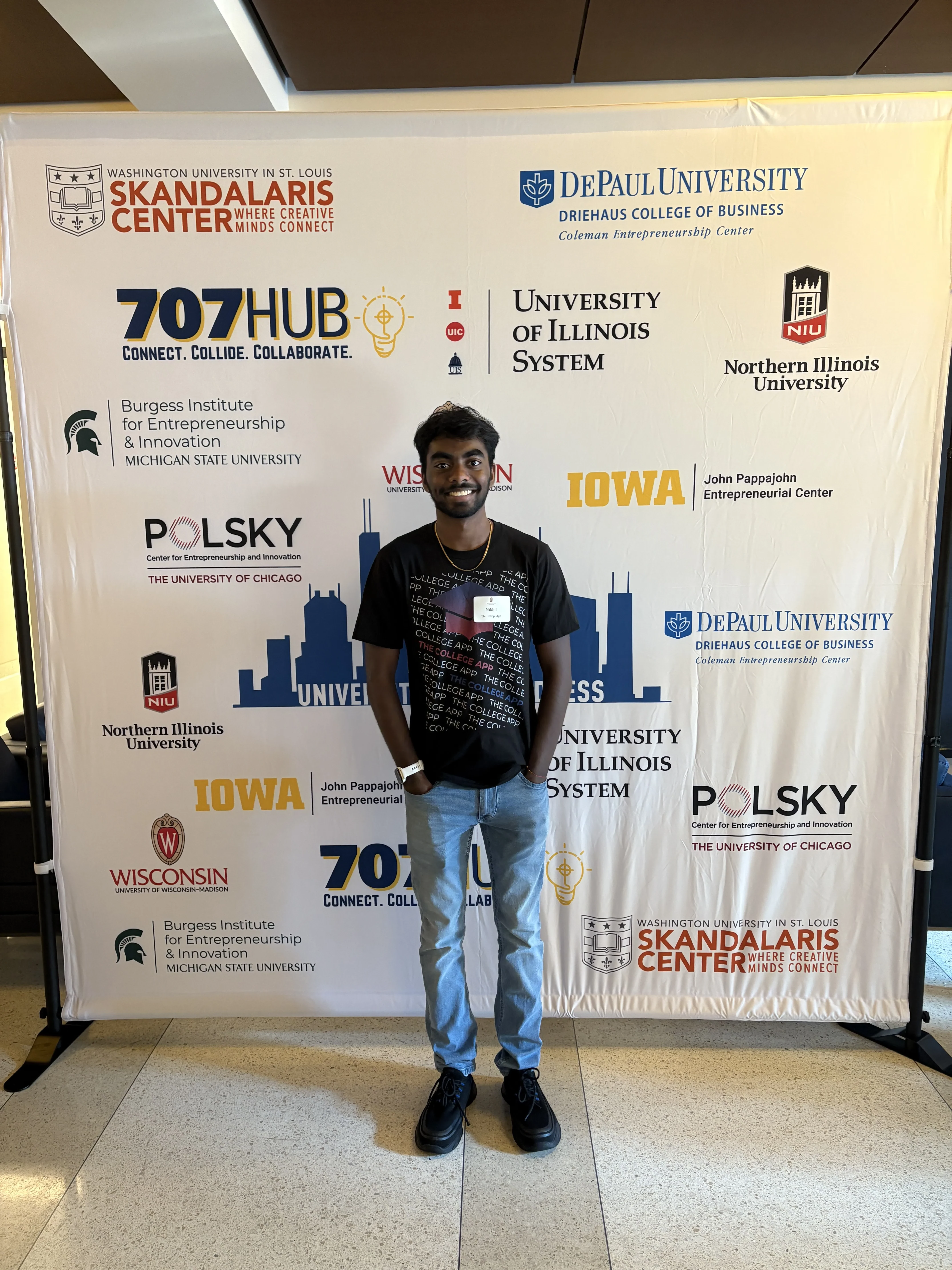 Nikhil Doddaga presenting The College App at Pitch Madness